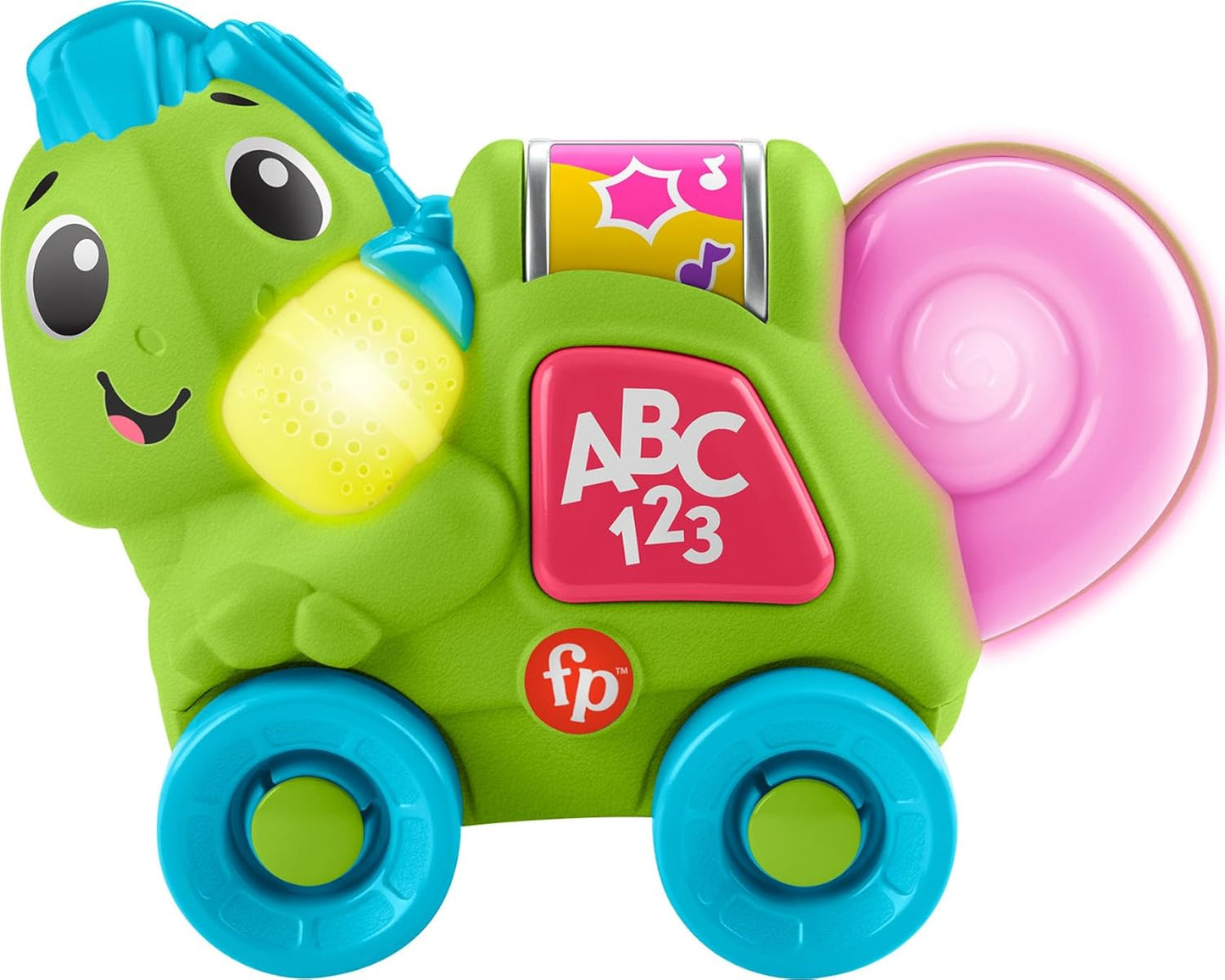 Fisher-Price Brinquedo de aprendizagem para bebês Link Squad Crawl ‘n Colors Camaleão com música e luzes para idades de 9+ meses, versão em inglês do Reino Unido, compatível apenas com itens Link Squad, HYL21