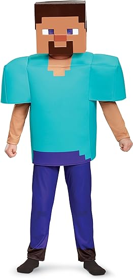 Disguise Disfraz oficial de lujo de Steve Minecraft para niños, disfraces de Halloween para niños, disfraz elegante disponible en tallas S, M y L