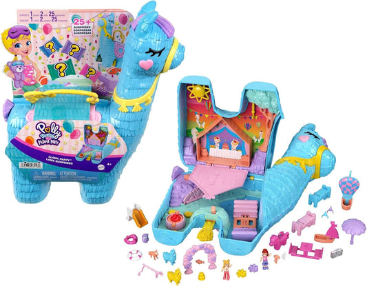 Polly Pocket Pijama Party Playset, 25 brinquedos surpresas, acessórios para brinquedos pop e swap, 2 bonecas Polly Pocket, brinquedos para maiores de 4 anos, um Playset Polly Pocket, HHX74