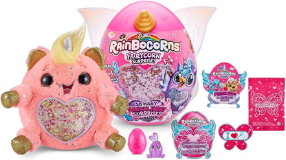 Rainbocorns Fairycorn Surprise Série 4 Unicórnio - Pelúcia Colecionável - Surpresas Mágicas de Fadas, 28 cm, Animal de Pelúcia Cuddle, Asas de Fada Vestíveis, Adesivos, Slime (Unicórnio)