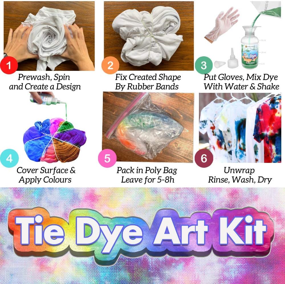 Desire Deluxe Kit Tie Dye Conjunto de 18 cores de tinta Tie-Dye Kits para tingir tecidos, roupas – Jogos de artesanato criativos Atividade para crianças e adultos (180 peças)