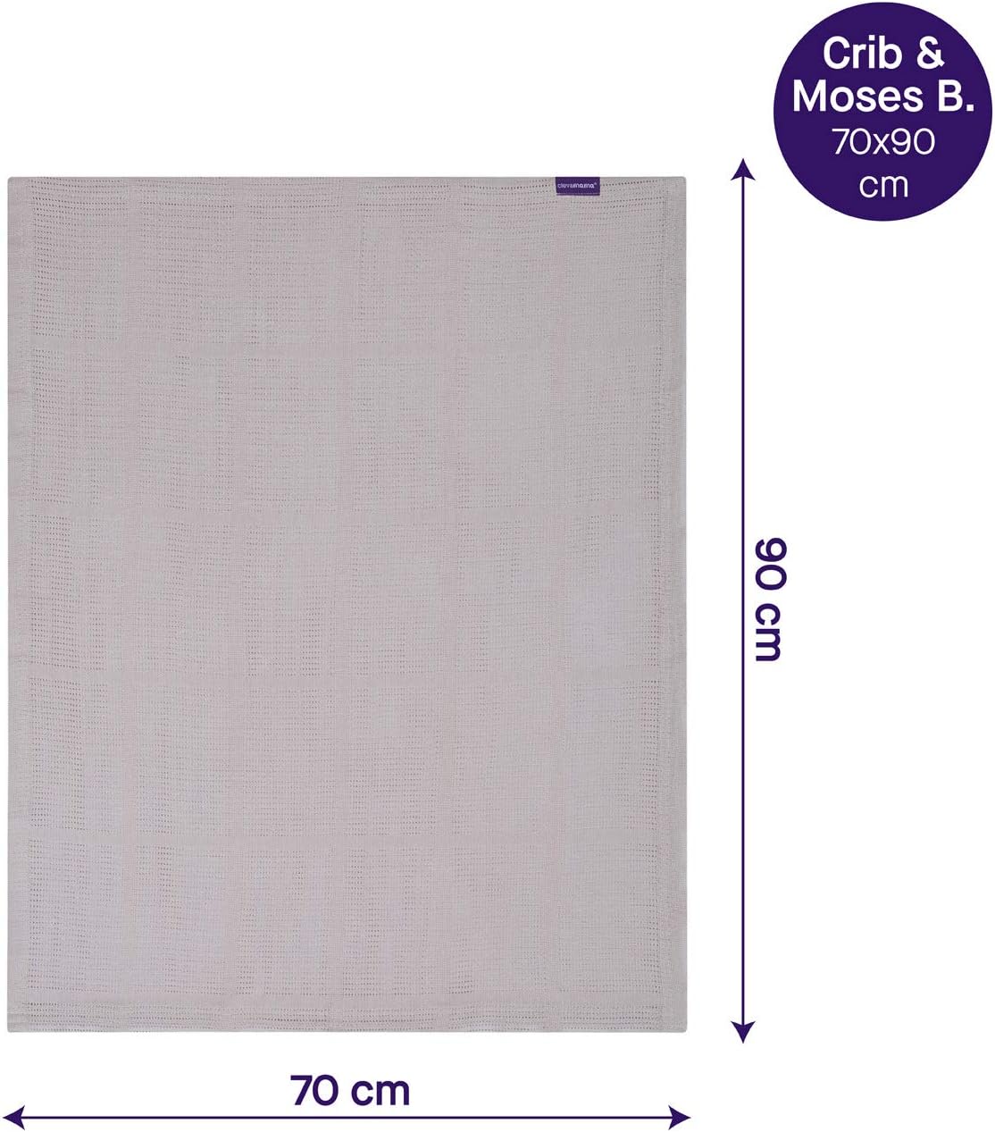 Clevamama Manta Celular para Cuna - Manta Celular de Algodón para Bebé - 70x90 - Gris