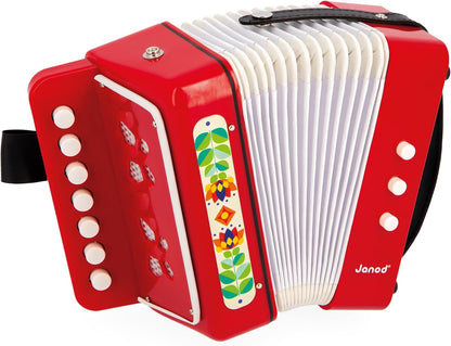 Janod - Acordeão Gioia - Instrumento Musical Infantil - Brinquedo de Despertar Musical - Com Alça de Apoio - 3 Anos +