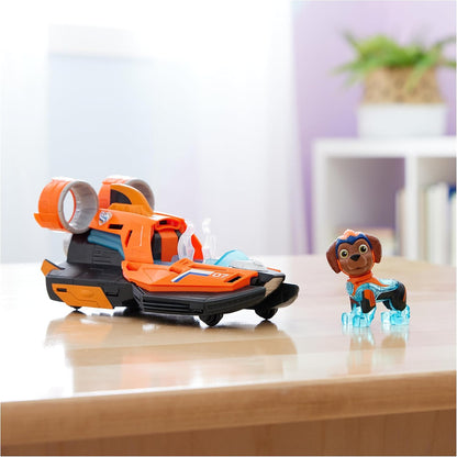 Paw Patrol: The Mighty Movie, Jet Boat de juguete con figura de acción de Zuma Mighty Pups, luces y sonidos, juguetes para niños y niñas 3+