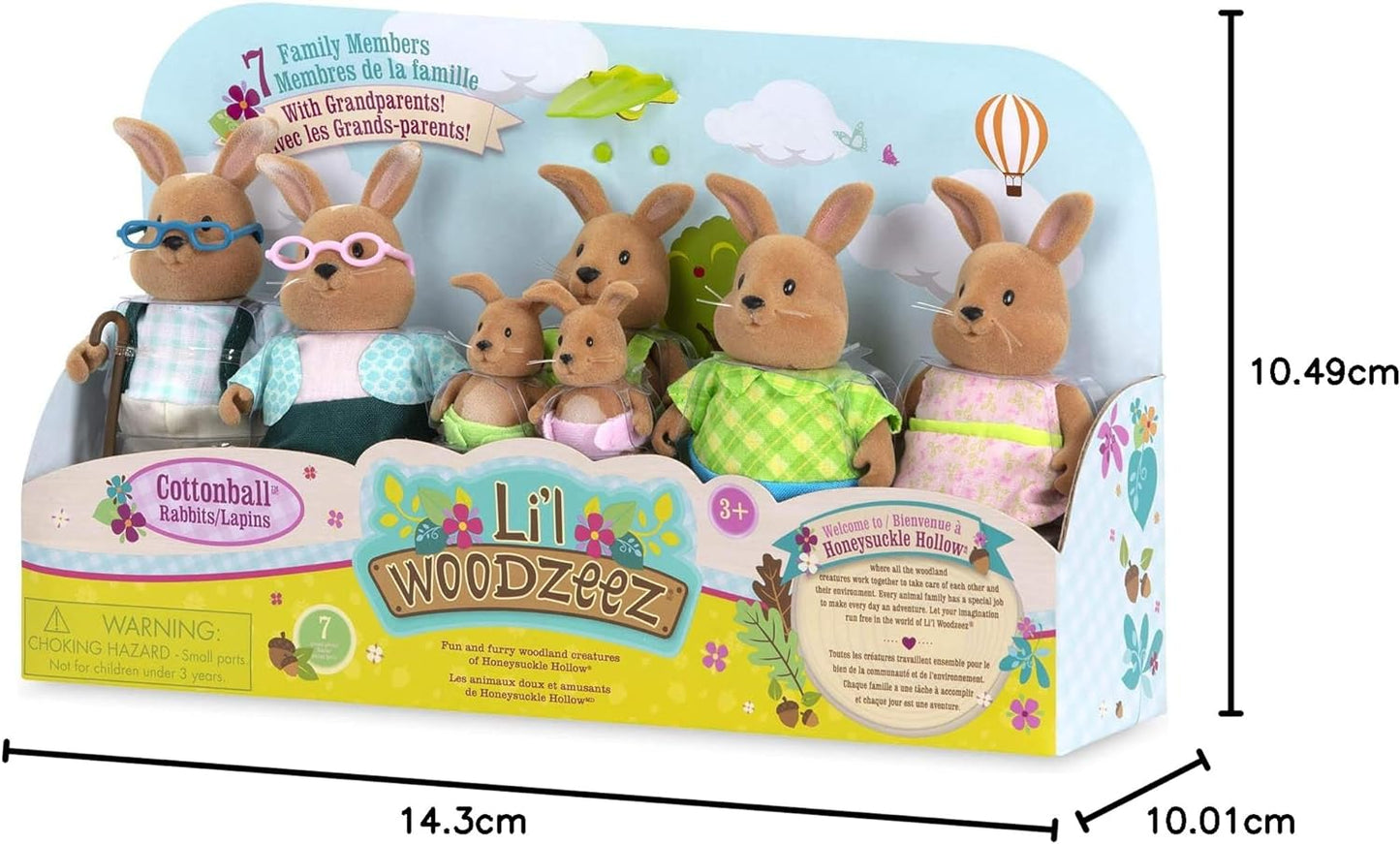 Li'l Woodzeez WZ6711Z Battat Li’l Woodzeez – Família de coelhos Cottonball com avós – Conjunto de 7 peças com estatuetas em miniatura – Brinquedos e acessórios de animais para crianças a partir de 3 anos