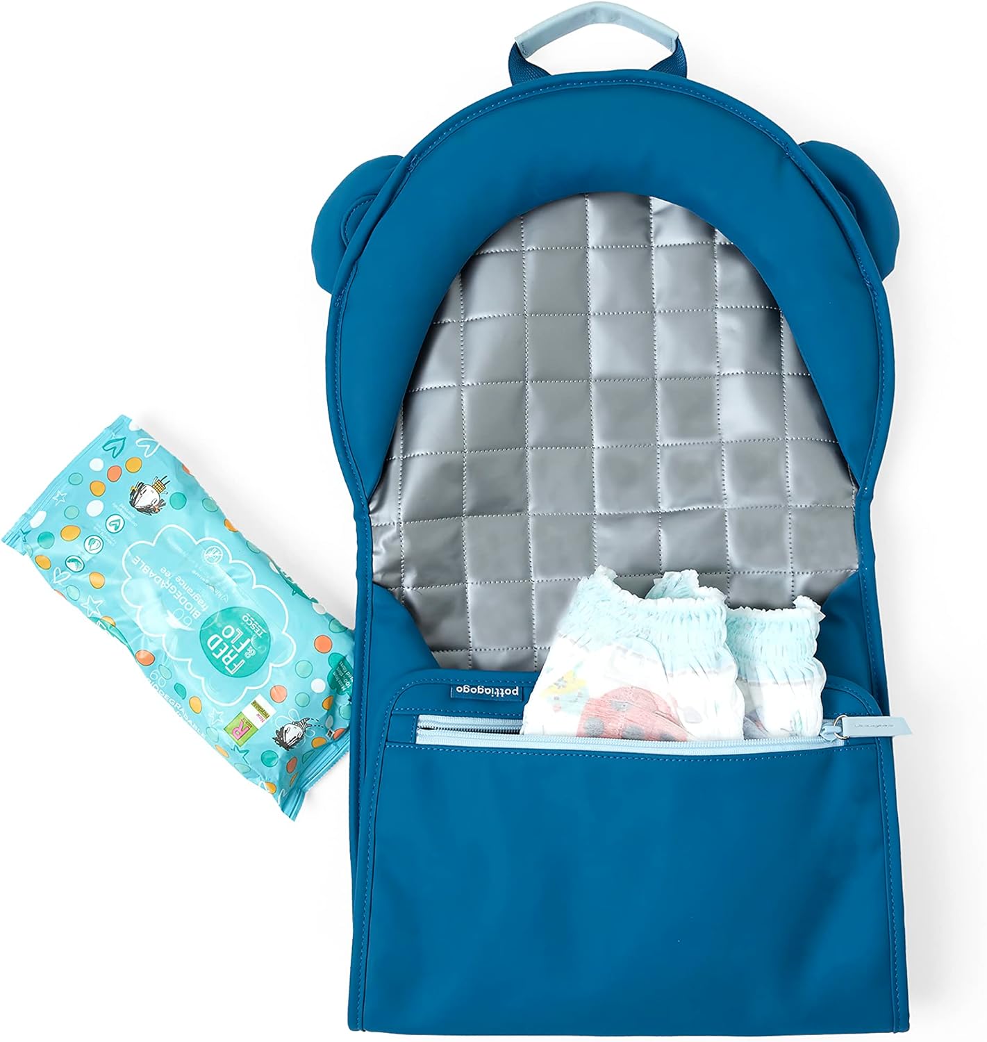 Pottiagogo | Trocador de bebê | Design anti-contorção | Premiado | Bolsa para troca de fraldas de viagem infantil em formato de ursinho de pelúcia que se desdobra em um tapete | Portátil e leve | Essencial para recém-nascidos