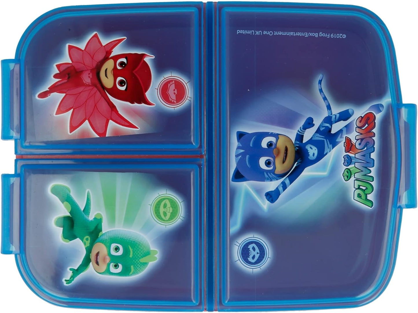 PJ Masks Stor Kids Childrens Multi Compartimento Retangular Escolar Viagem Almoço Caixa de Comida Sanduíche Bento Container, BPA Free (Azul)