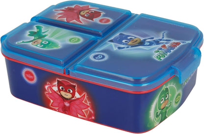 PJ Masks Stor Kids Childrens Multi Compartimento Retangular Escolar Viagem Almoço Caixa de Comida Sanduíche Bento Container, BPA Free (Azul)