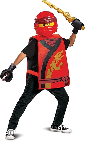 DISGUISE 100379 Fantasia de Kai Ninjago para criança Ninja, vermelha, tamanho único