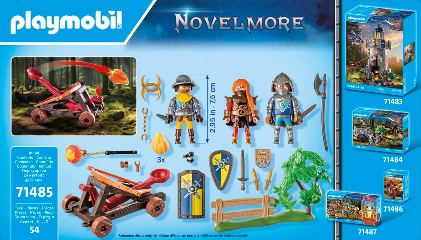 Playmobil 71485 Knights of Novelmore: Roadside Ambush, Novelmore Knights e Burnham Raiders, com catapulta realista, dramatização divertida e imaginativa, conjuntos de jogos de cavaleiro adequados para crianças de 4 anos ou mais