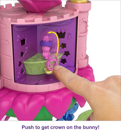 Polly Pocket Rainbow Funland Fairy Flight Ride Playset, bonecas Polly & Friend, 15 acessórios, recurso dispensador para surpresas, ótimo presente para maiores de 4 anos