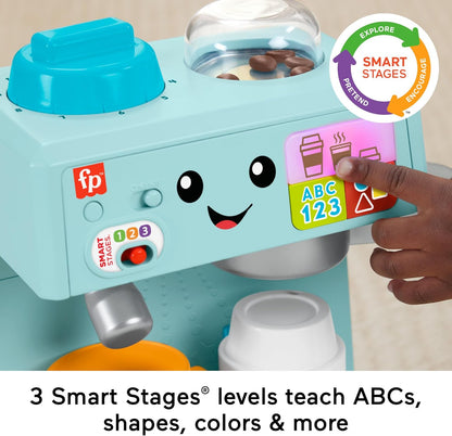 Fisher-Price Brinquedo infantil para aprender e servir café com palcos inteligentes e 10 peças para maiores de 18 meses, versão multilíngue