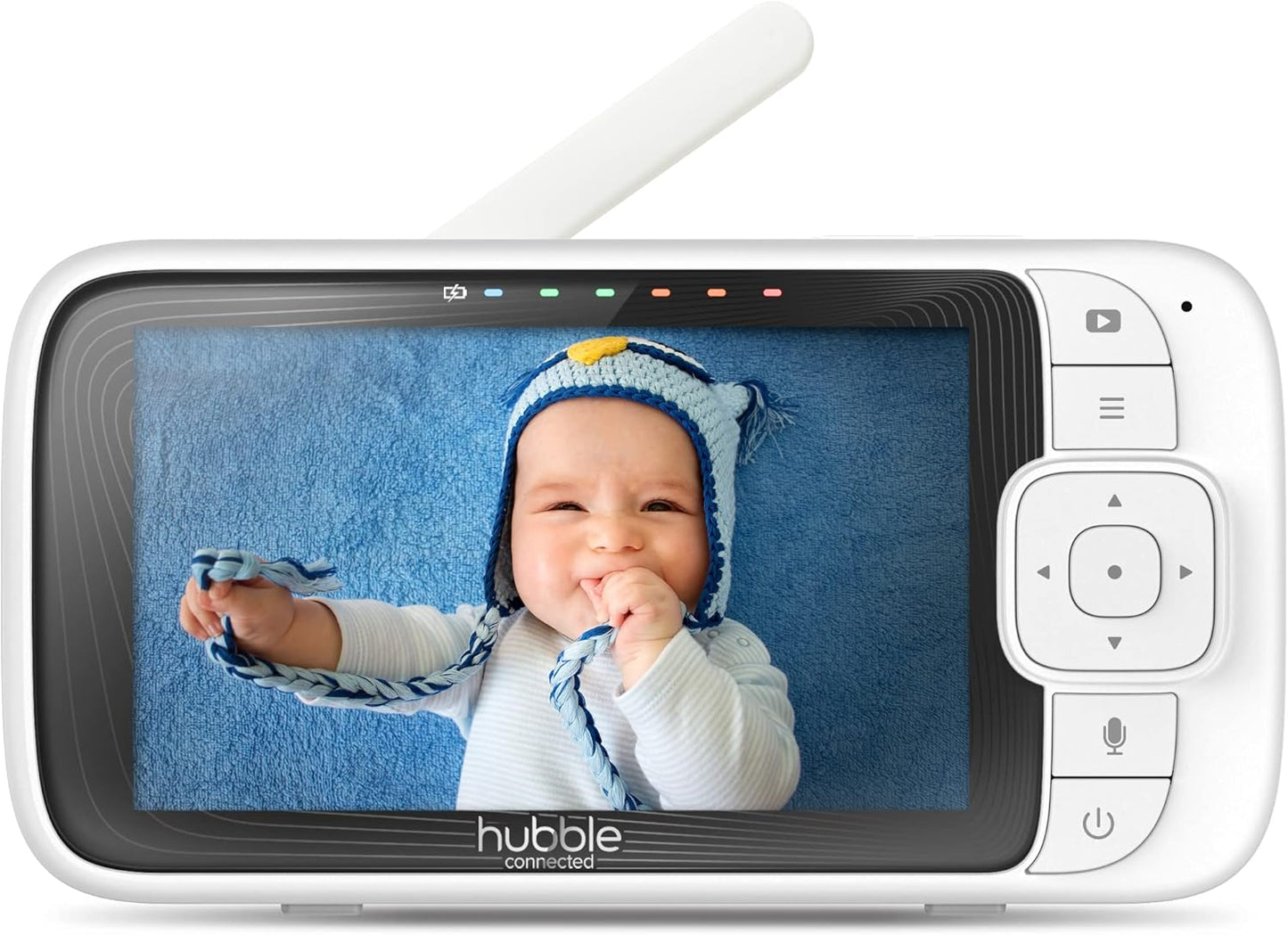 Hubble Monitor de bebê premium Pal Link de 5 polegadas, aplicativo HubbleClub conectado, com sensor de temperatura ambiente, visão noturna infravermelha, sons da natureza, conexão Wi-Fi segura privada - branco