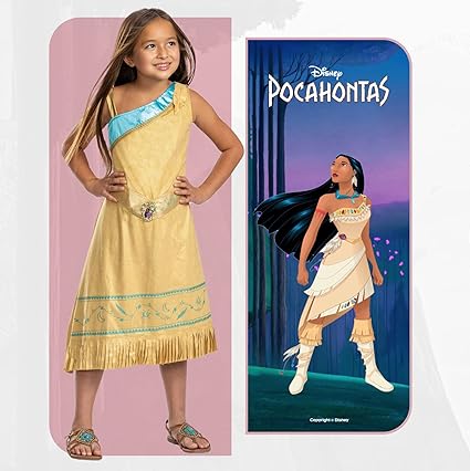 DISGUISE Traje oficial de luxo Pocahontas da Disney para crianças, traje de princesa nativa americana para crianças disponíveis nos tamanhos S e M