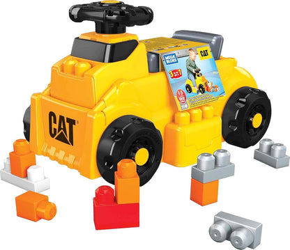 MEGA BLOKS Cat Fisher-Price Brinquedo de construção de blocos infantis, caminhão basculante grande com 11 peças e armazenamento, amarelo, crianças de 1 ano ou mais, HDJ29