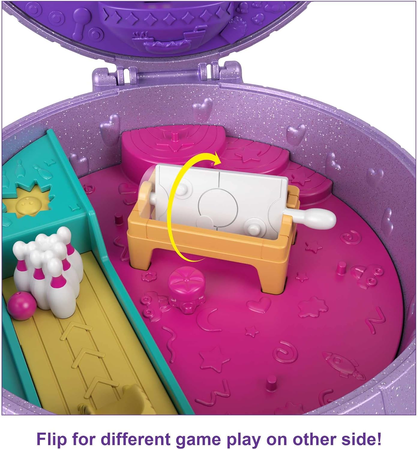 Polly Pocket Bonecas e acessórios, compacto com 2 micro bonecas, 15 peças de brinquedo e 1 peça fashion, patinação dupla, HCG24