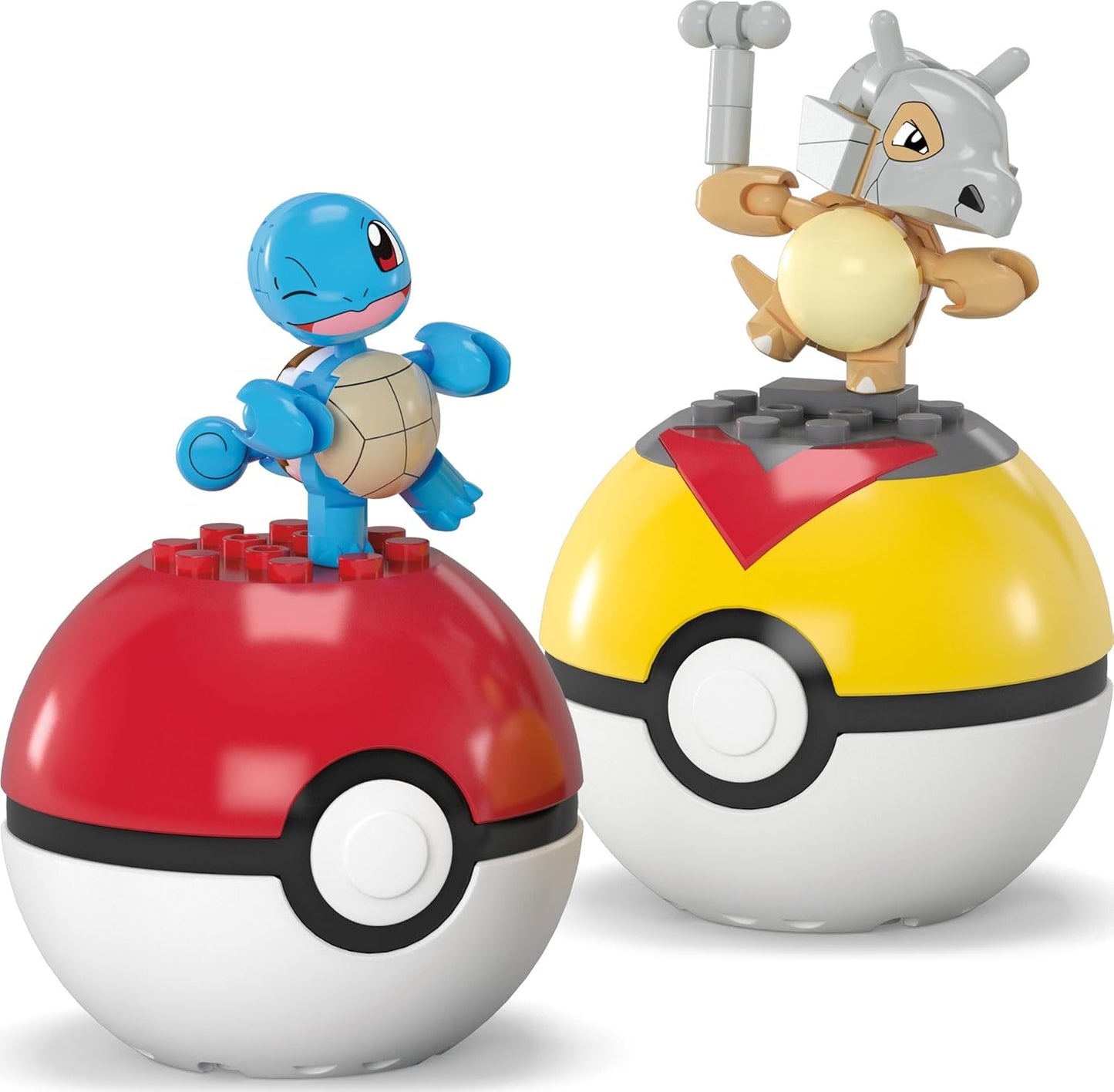 MEGA Conjunto de brinquedos de construção Pokémon Squirtle e Cubone com 45 peças, 2 personagens articulados e Pokébola, 2 polegadas de altura, para crianças, HXP15