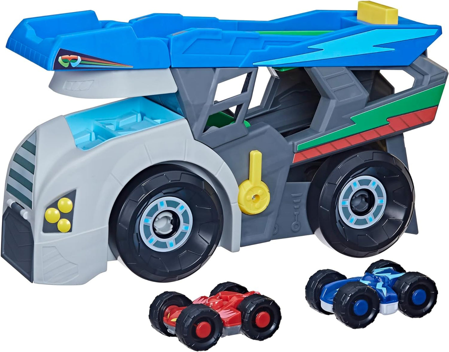 PJ Masks Power Heroes Hero Hauler Truck Playset com 2 carros de brinquedo de super-heróis Duo Racer, brinquedos pré-escolares para meninos e meninas