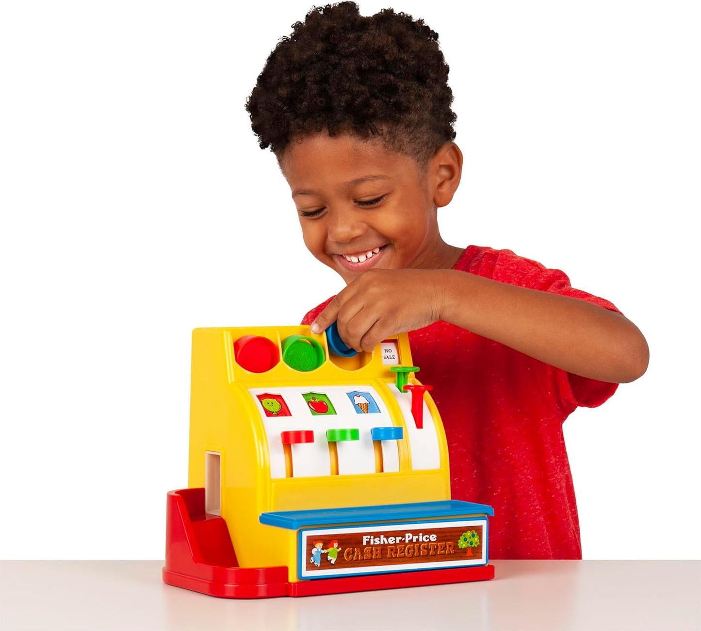 Clásicos básicos y divertidos de Fisher Price | Caja registradora | Juguete educativo y de aprendizaje, ideal para juegos de rol para niños, juguete clásico con embalaje de estilo retro, adecuado para niños y niñas de 2 años en adelante