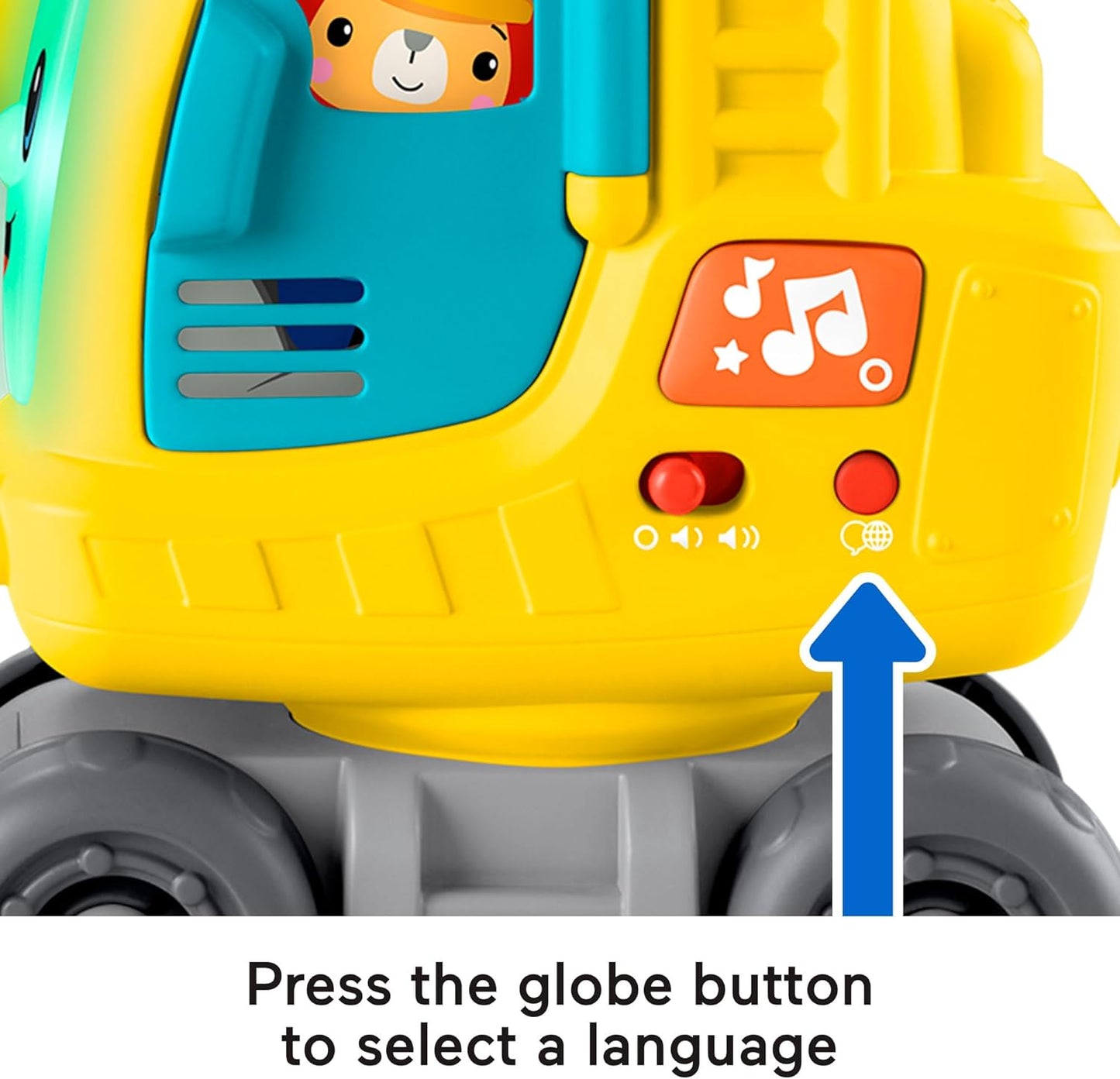 Fisher-Price Baby & Toddler Learning Toy Count & Stack Crane com blocos, luzes, música e sons para bebês a partir de 9 meses, inglês, Reino Unido + francês + alemão, versão