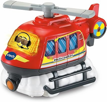 VTech Helicóptero Toot-Toot Drivers, veículo de simulação com luzes, frases e músicas, brinquedo interativo para crianças 12 meses, 2, 3, 4 Plus, versão em inglês, vermelho