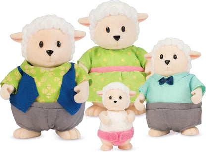 Li'l Woodzeez Família de ovelhas Snipadoodles - conjunto de brinquedos de 5 peças com estatuetas de animais em miniatura e livro de histórias - brinquedos e acessórios de animais para crianças a partir de 3 anos