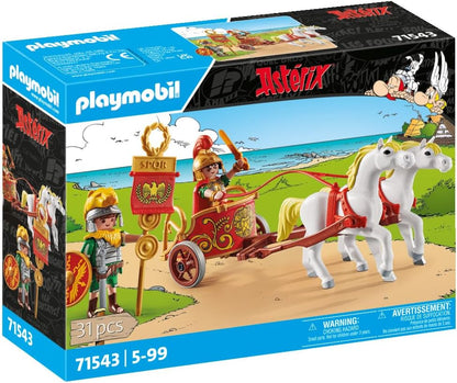 Playmobil 71543 Asterix: Carruagem Romana, viagem pela terra, incluindo capacetes removíveis, pulseiras e capa, conjuntos de jogos detalhados adequados para crianças a partir de 5 anos