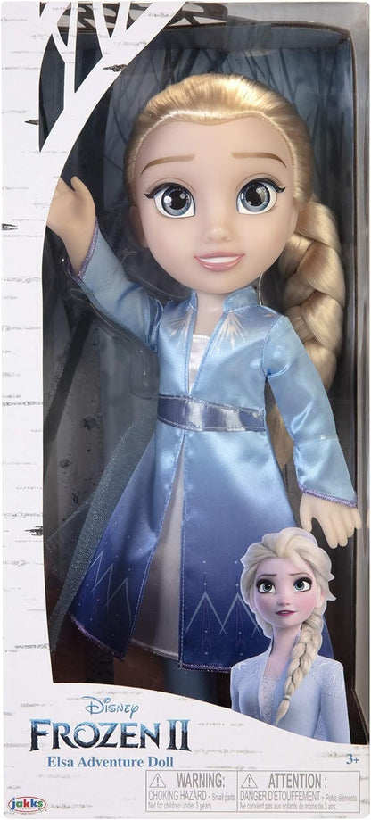 Frozen  Boneca de viagem Disney 2 Elsa, boneca de 14 ”/ 35 cm de altura, inclui vestido de moda icônico inspirado em filmes, botas e cabelo longo trançado para brincadeiras adicionais, para meninas a partir de 3 anos