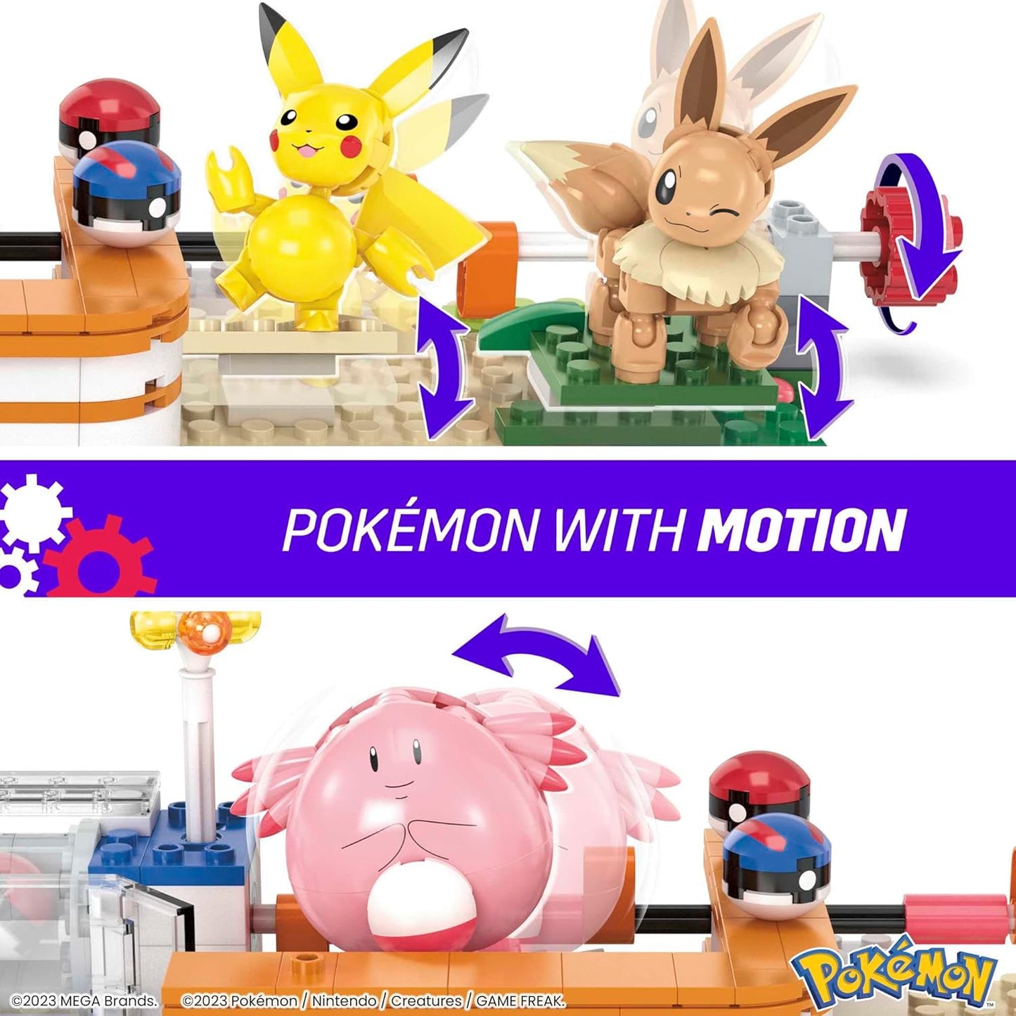 MEGA Pokémon Playset, Forest Pokémon Center inclui Pikachu, Chansey, Eevee e Togepi, brinquedos de construção para crianças e adultos, modelo de personagem colecionável com 648 peças