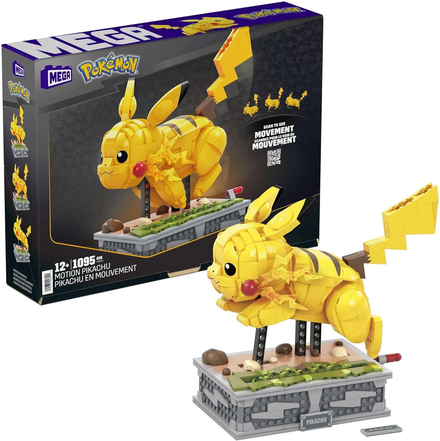 MEGA Pokémon Action Figure, Motion Pikachu Pokemon, Building Toys for Kids and Adults, Collectible Character Model with 1095 Movable Pieces