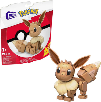 MEGA Conjunto de brinquedos de construção Pokémon Build & Show Eevee com 215 peças, articulado e articulado, 10 cm de altura, para crianças, HDL84