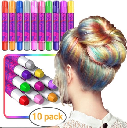 Presente de giz de cabelo deluxe Desire para meninas - 10 tinturas de cabelo temporárias não tóxicas, fáceis de lavar, coloridas, metálicas e com glitter - Great Games Birthday Girls