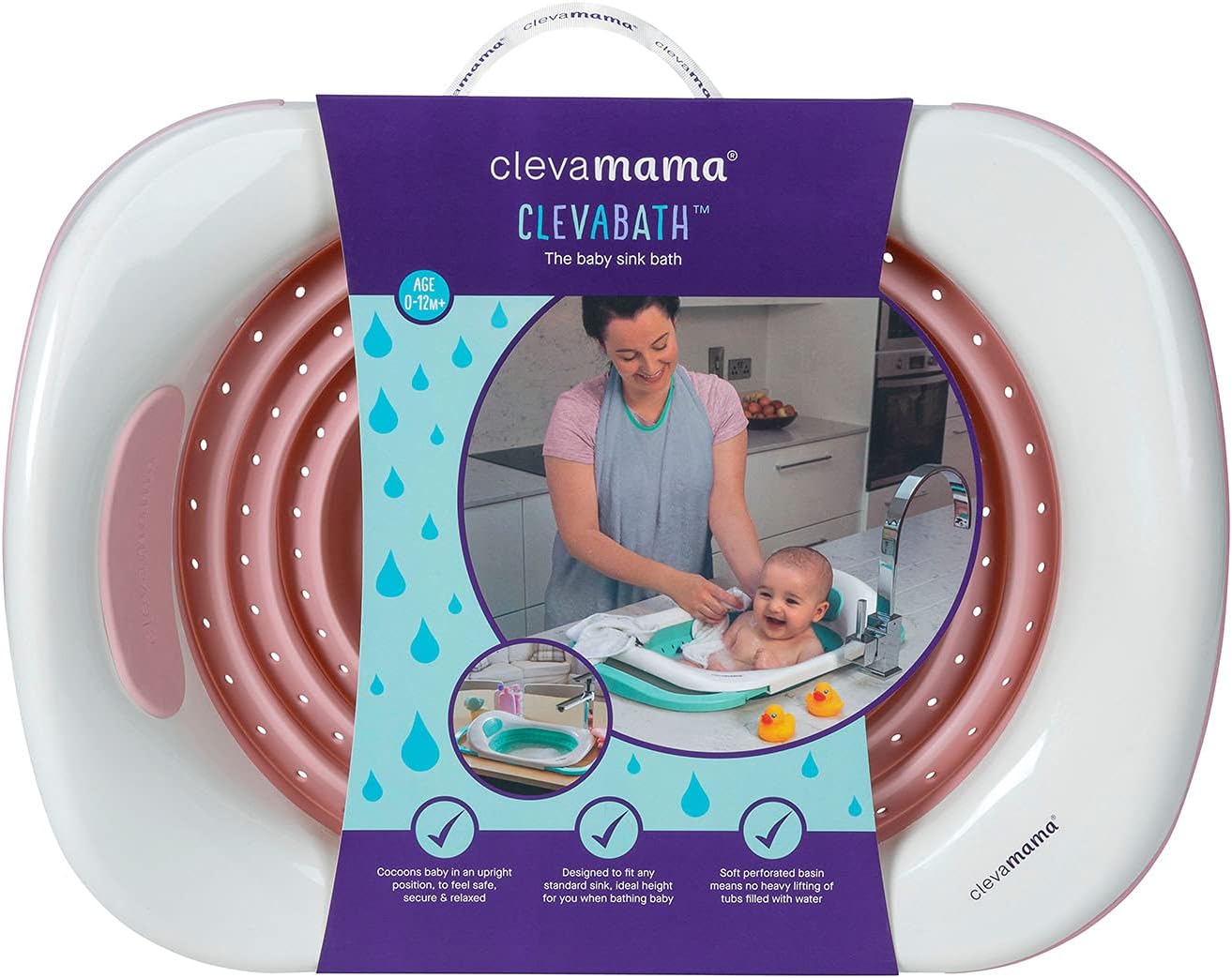 ClevaMama ClevaBath - The Baby Sink Bath, Bañera plegable para recién nacidos - Gris, 53x38x30 cm, 0-12 meses