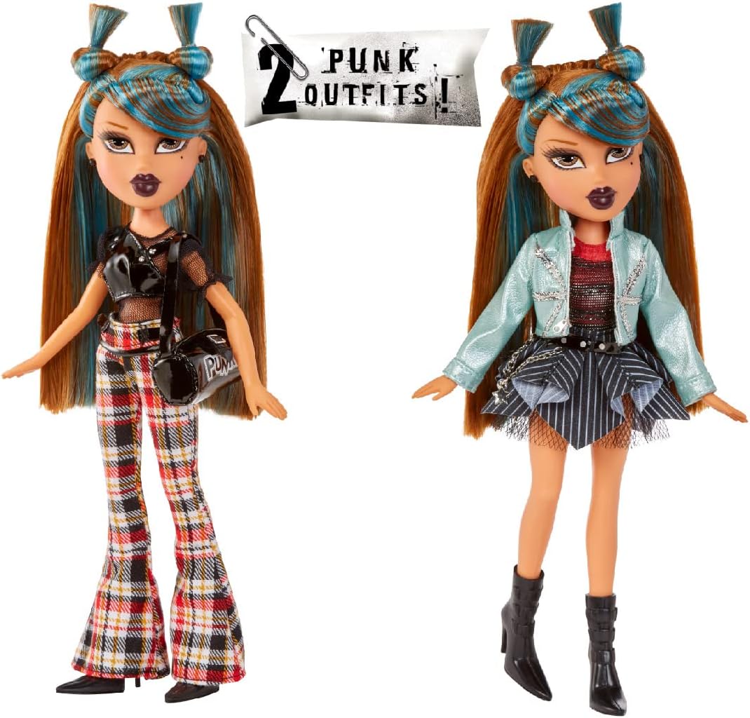 Bratz Boneca da moda Pretty ‘N’ Punk - YASMIN - Duas bonecas de relançamento favoritas dos fãs com roupas da moda mix & match, mala personalizável e acessórios divertidos - para crianças e colecionadores com mais de 6 anos