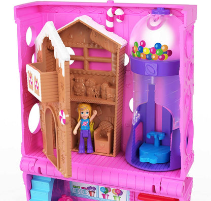 Polly Pocket Bonecas e playset Pollyville Sweet Store, mini brinquedos com 2 micro bonecas e 3 acessórios, HNB03