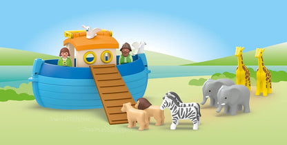 PLAYMOBIL 71681 JUNIOR: My Take Along Arca de Noé, incluindo rampa e nove animais, brinquedo sustentável feito de plástico à base de plantas, brinquedo para presente, conjuntos de jogos adequados para crianças de 1 ano ou mais