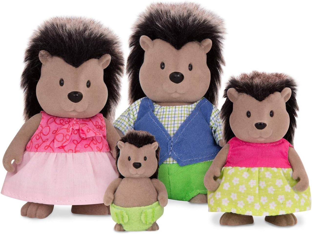 Li'l Woodzeez – Família McBristly Porcupine – Conjunto de brinquedos de 5 peças com estatuetas de animais em miniatura e livro de histórias – Brinquedos e acessórios de animais para crianças a partir de 3 anos