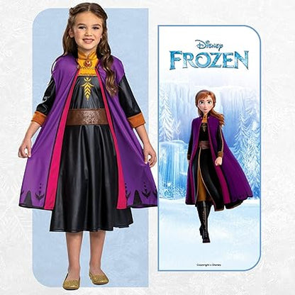 DISGUISE  Vestido clássico oficial da Disney Anna Frozen Travelling, Frozen Anna Costume Kids Dress up para meninas, aniversário, Natal, Halloween, fantasia para crianças