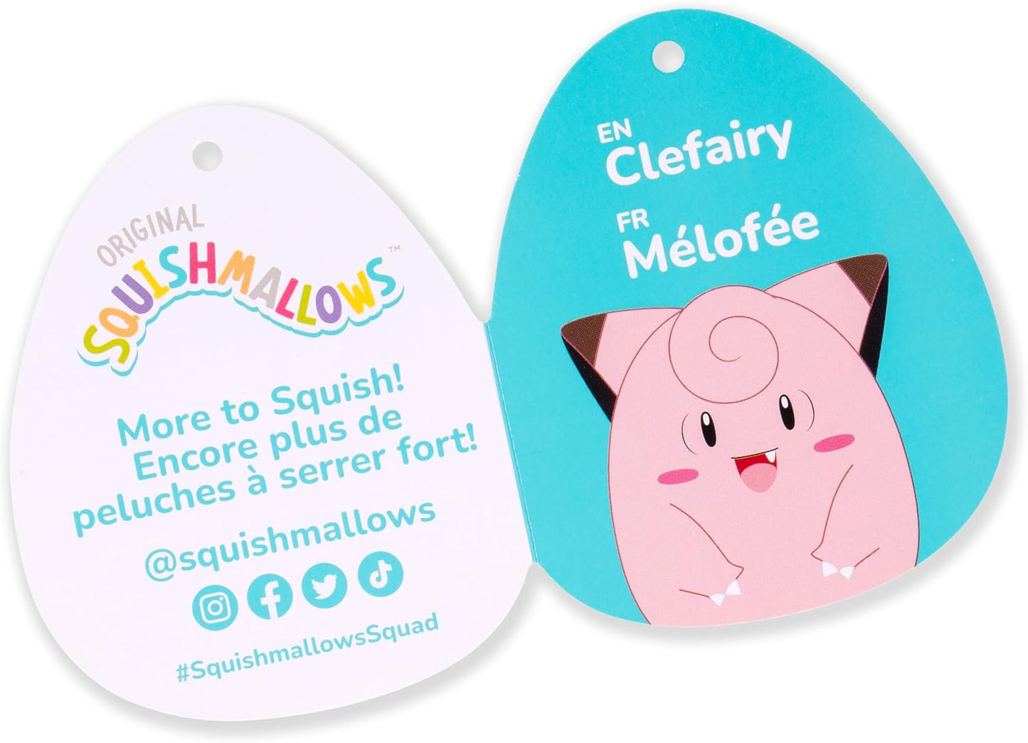 SQUISHMALLOWS SQPK00048 20 polegadas Adicione Clefairy ao seu esquadrão, Jumbo de pelúcia ultramacio, brinquedo de pelúcia Kelly oficial, multicolorido