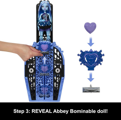 Monster High Conjunto de bonecas e acessórios Skulltimate Secrets, Monster Mysteries Abbey Bominable com armário de vestir e mais de 19 surpresas, incluindo roupas