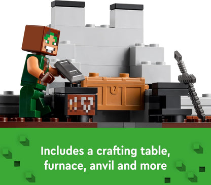 LEGO Conjunto de fortaleza Minecraft The Wolf Stronghold, brinquedo de construção para meninos e meninas de 8 anos ou mais, inclui mesa de artesanato, 2 figuras de esqueleto e lobo para ação de castelo, presente de aniversário para crianças 21261