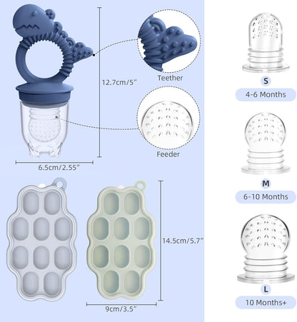 btrfe Molde de picolé de leite materno para bebê com chupeta alimentadora de frutas para bebês - btrfs Bandeja de silicone para congelar mordidinhas para bebês, recipientes de armazenamento de alimentos para dentição de crianças pequenas e alimentação