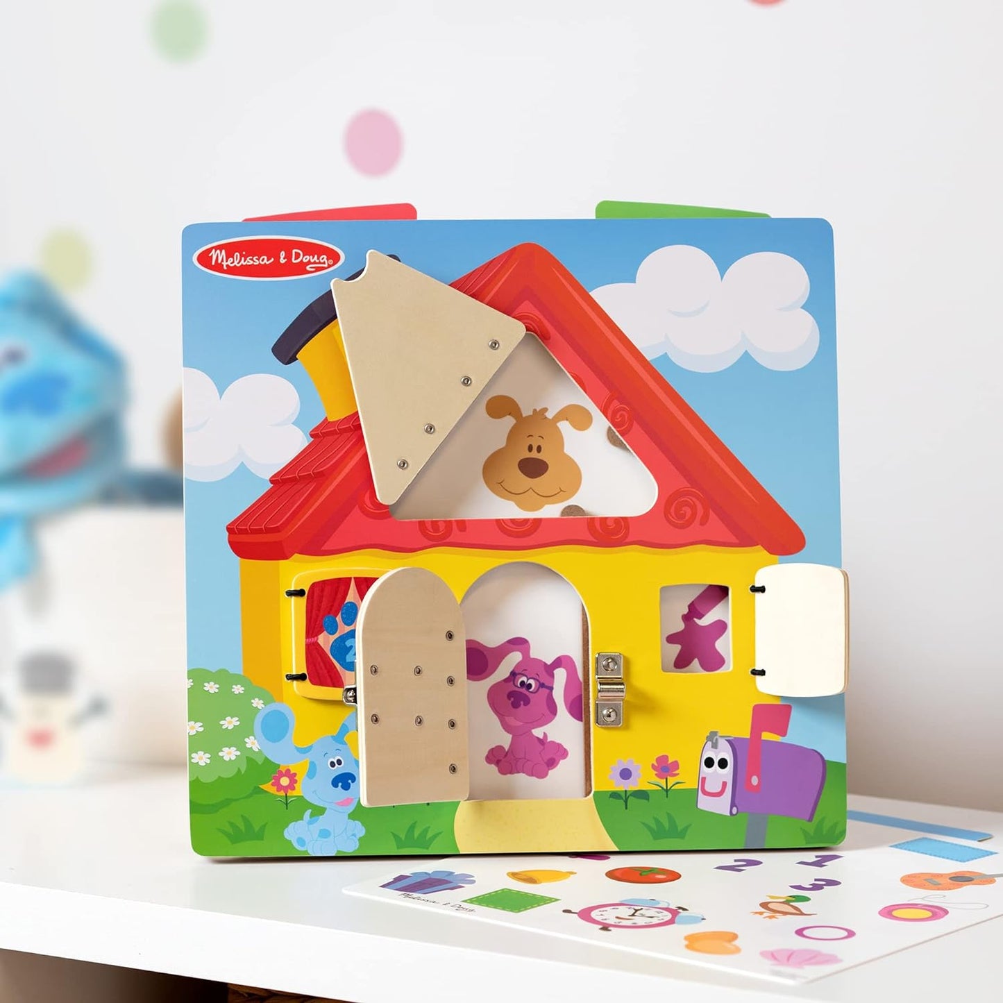 Melissa & Doug  As pistas de Blue e você! Quadro de atividades de madeira com cartões de dicas | Pacote de quadro de atividades para crianças | Jogo de desenvolvimento | 3+ | Presentes para menino ou menina