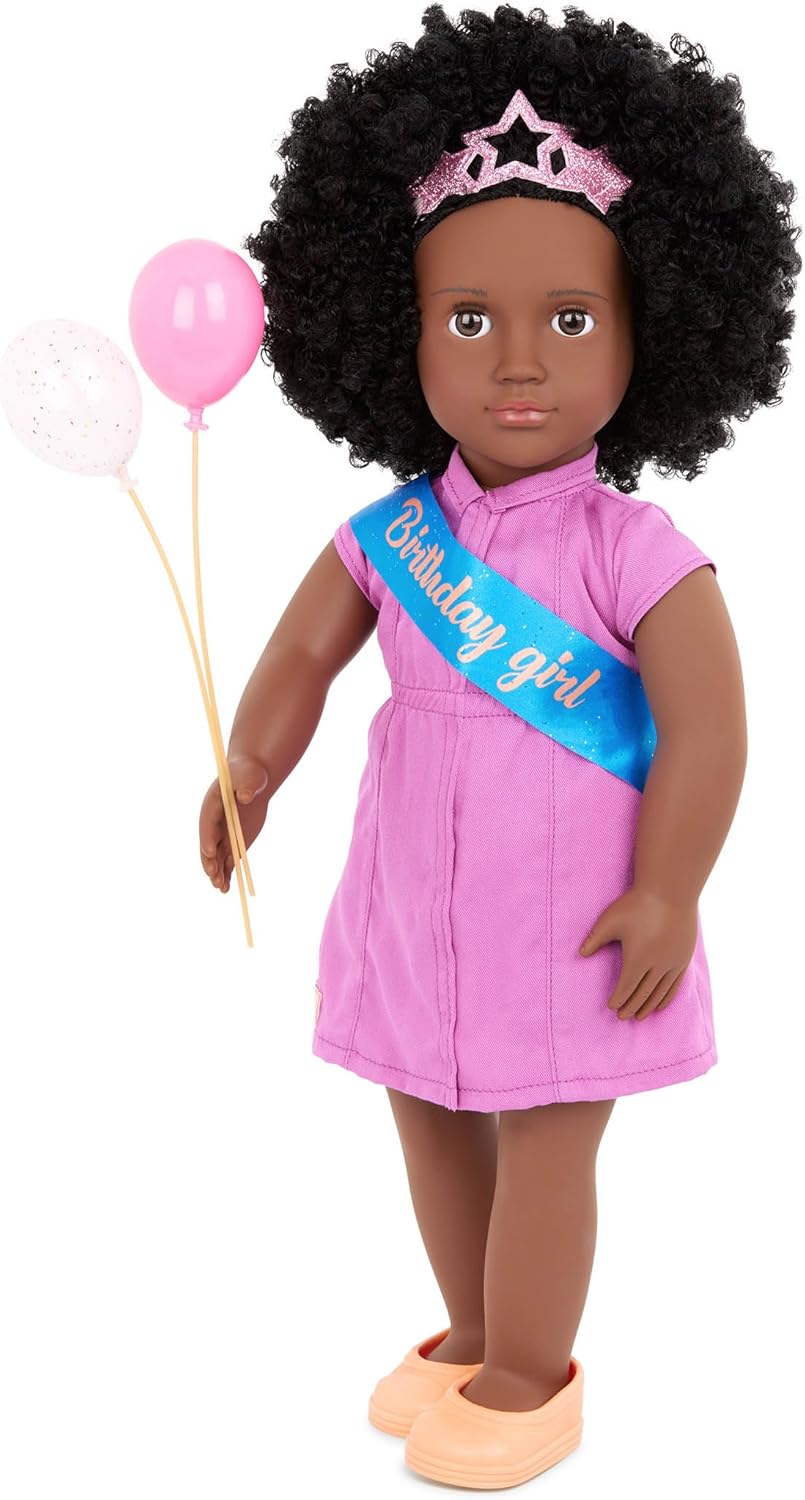 Our Generation - Muñeca Khelani Fashion Girl de 18 pulgadas, juego de muñecas temáticas para fiesta de cumpleaños - Incluye accesorios para fiestas