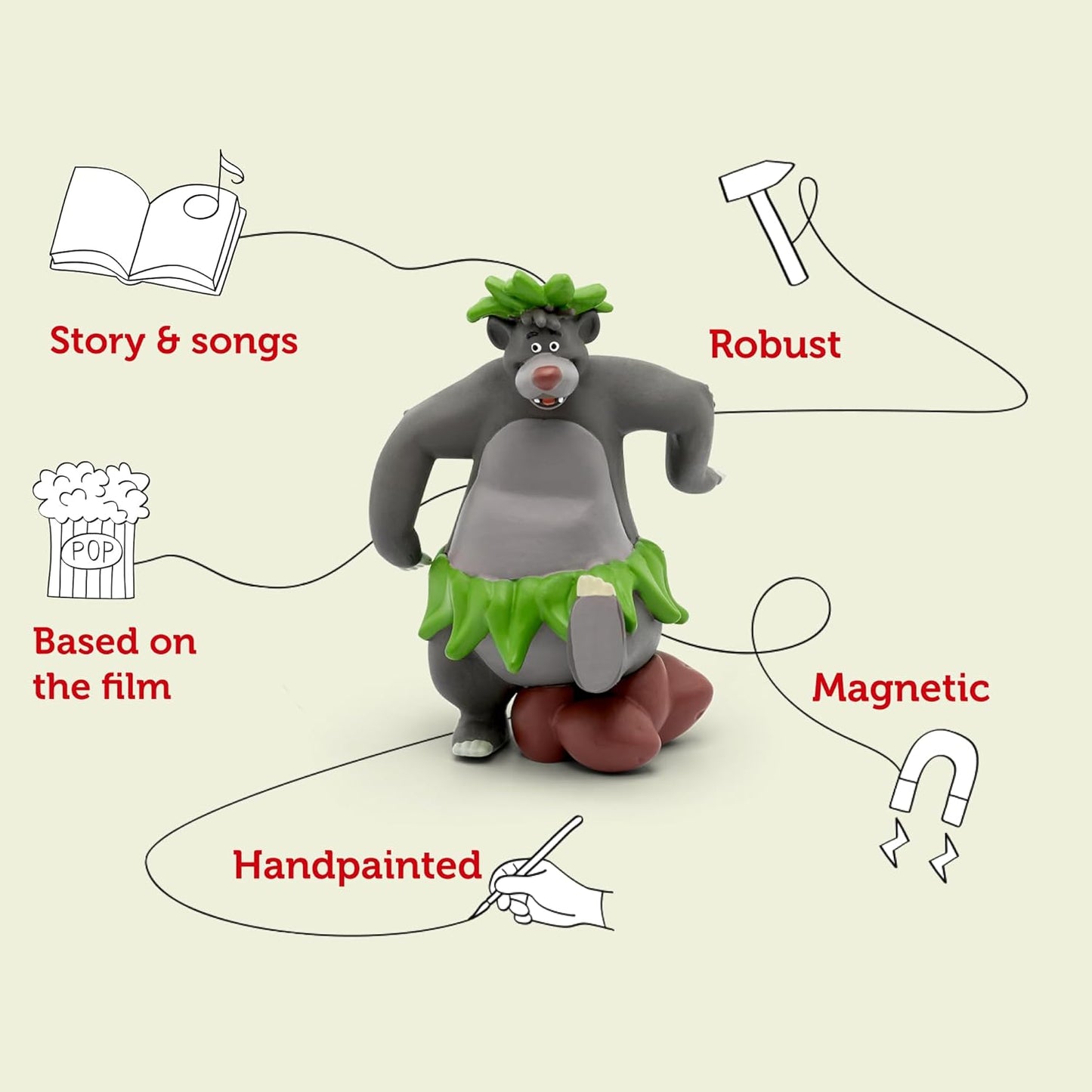 tonies Baloo Audio Character - Brinquedos do livro da selva, audiolivros do livro da selva para crianças