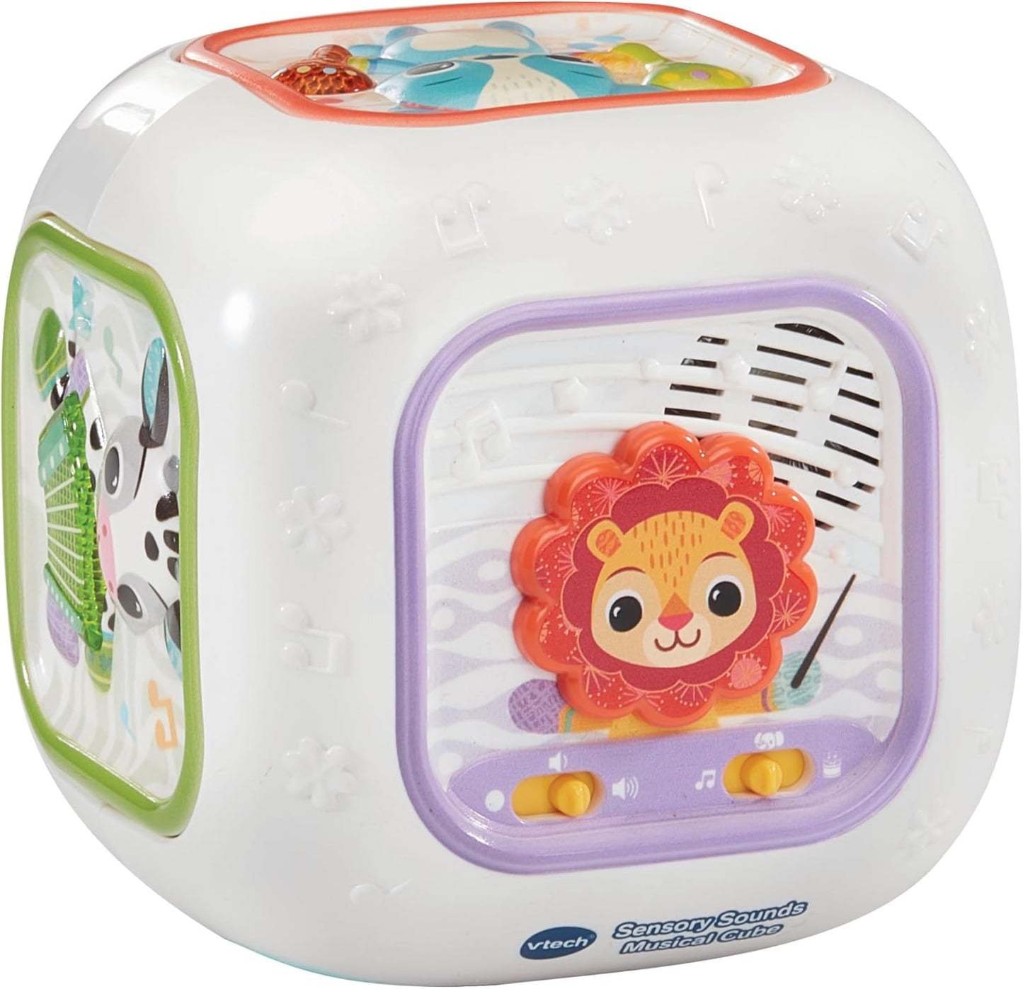 VTech Cubo musical com sons sensoriais para bebês, brinquedo interativo para bebês com rimas infantis, músicas clássicas e manipulativos, ensina animais e instrumentos, presente para bebês de 3, 6, 12, 18 meses ou mais, versão em inglês