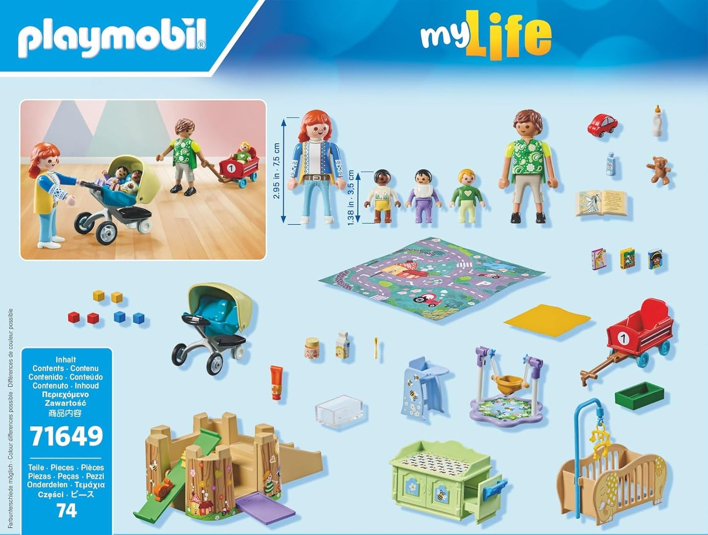 Playmobil 71649 MyLife: pacote promocional para grupos infantis, incluindo cinco figuras, torre de brincar, escorregador e muitos acessórios adoráveis, conjuntos de jogos detalhados adequados para crianças de 4 anos ou mais