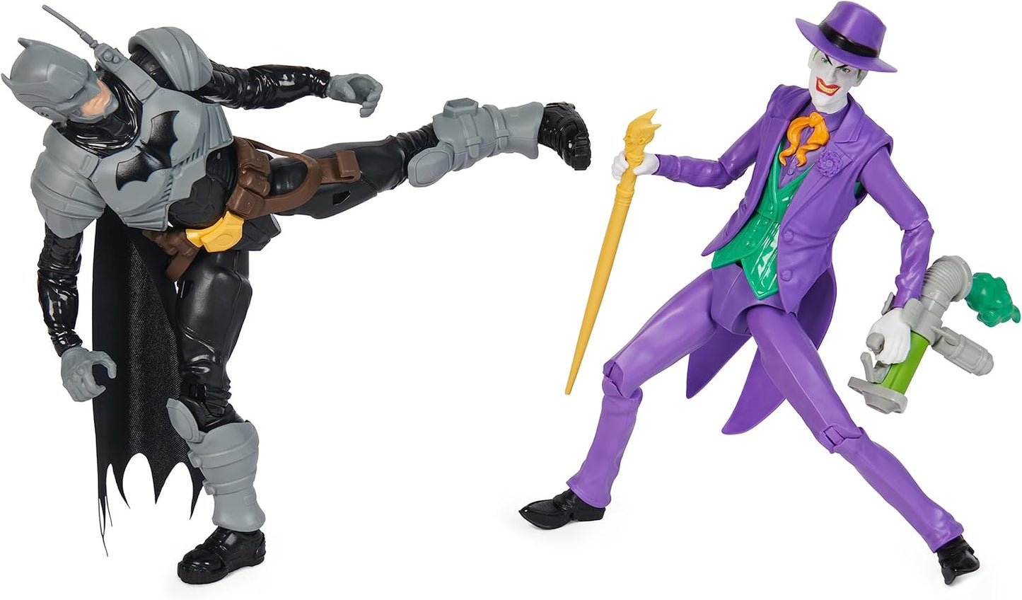 Batman DC Comics, Adventures, conjunto de figuras de ação Batman vs The Joker, 2 figuras, 12 acessórios de armadura, brinquedo infantil de super-herói de 30 cm para meninos e meninas