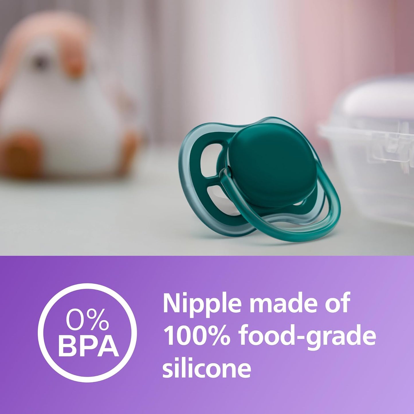 Philips Avent Chupetas Ultra Air, chupetas leves e respiráveis para bebês de 6 a 18 meses, sem BPA, com estojo de transporte para esterilizador, pacote com 2, modelo SCF085/31