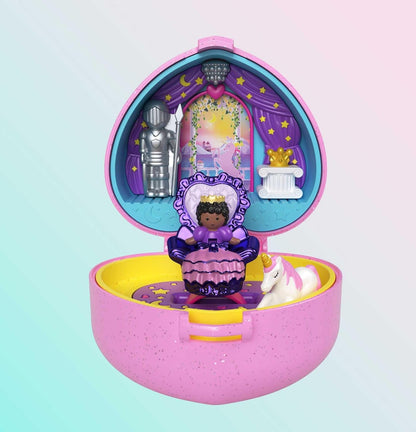 POLLY POCKET Conjunto de joias Keepsake Collection Royal Ball, tema Castelo de Unicórnio, 2 bonecas, anel e caixa de anel, brincos, pulseira, a partir de 4 anos